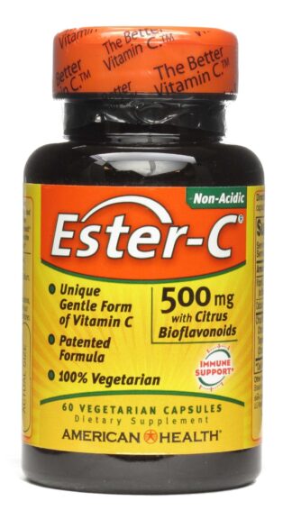 American Health Ester-C 500 mg w/Citrus Bioflavonoids – 60 Vegetarian Capsules