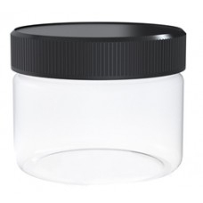 Glass Jar with PLASTIC BLACK CAP -- 2oz