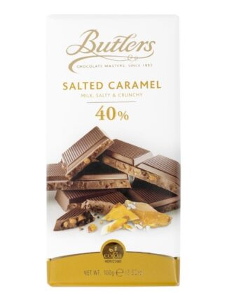 Butlers Irish Chocolates Signature 40% Milk Chocolate Salted Caramel Bar -- 100g