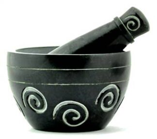 Spiral Soap Stone Mortar & Pestle 2.5"H, 4"D