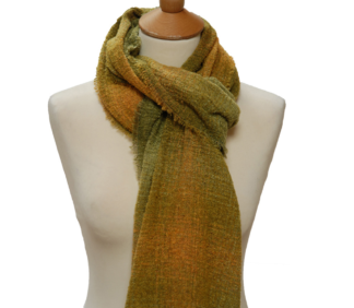 Kerry Woollen Mills Celtic Stole Long Scarf 90" Long Irish Wool LIME CHECK
