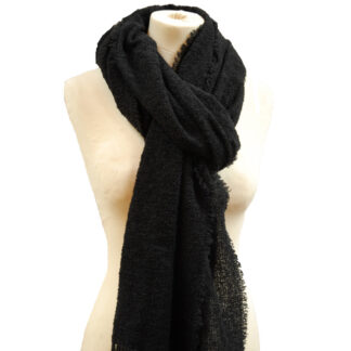 Kerry Woollen Mills Celtic Stole Long Scarf 90" Long Irish Wool BLACK