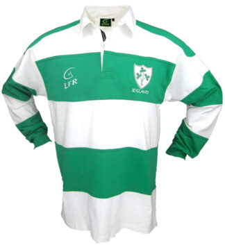 Ireland Longsleeve Striped Rugby Kelly Green White Large MAL RSAIS KLYWL