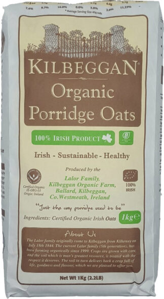 Kilbeggan Organic Porridge Oats Irish Oatmeal -- 1Kg (35.2oz)