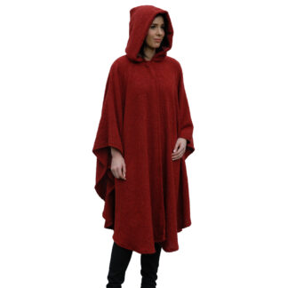 Kerry Woollen Mills Hood Tara Cape Merino Cashmere Blend Irish Wool RED MARL