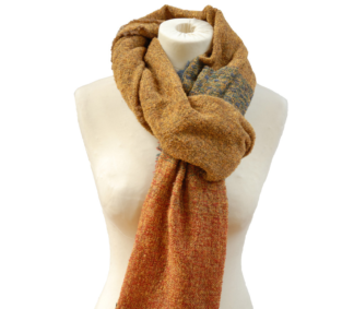 Kerry Woollen Mills Celtic Stole Long Scarf 90" Long Irish Wool RUSTIC GOLD