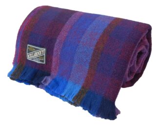 Kerry Woollen Mills Killarney 100% Wool Throw 100% Pure New Wool Blanket 54” x 72” Mulberry Blue