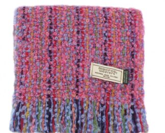 Mucros Weavers Mohair Viscose Scarf Pink with Baby Blue, Green, Yellow, Wine