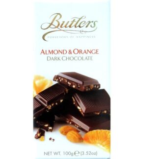 Butlers Irish Chocolates 70% Dark Chocolate with Orange and Almond Bar -- 100g