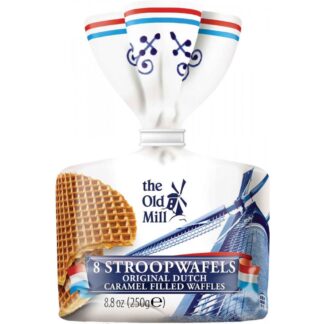 The Old Mill 8 Stroopwafels Original Dutch Caramel Filled Waffels – 250g