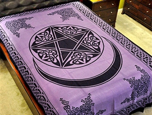 Pentacle With Moon Tapestry (Purple) - 72"X108"