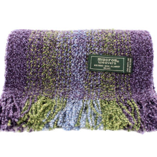 Mucros Weavers Skellig Scarf Purple with Green and Light Blue