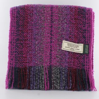 Mucros Weavers Skellig Scarf Purple Pink with Navy, Red, Light Purple and Gray