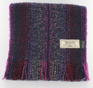 Mucros Weavers Skellig Scarf Navy with Pink Purple, Red, Light Purple and Gray