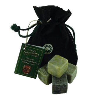 The Connemara Marble Whiskey Stones in Green Pouch Set of 4 Stones
