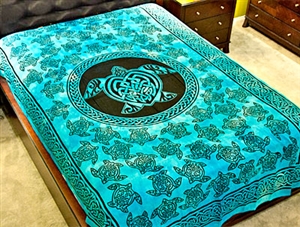 Celtic Turtle Tapestry (Turquoise) - 72"X108"