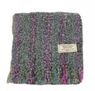 Mucros Weavers Mohair Viscose Scarf Gray with Off Yellow, Wine, Green