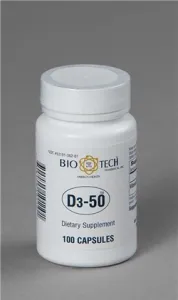 Bio-Tech Pharmacal D3-50 Vitamin D3 50,000 IU -- 100 Capsules GELATIN