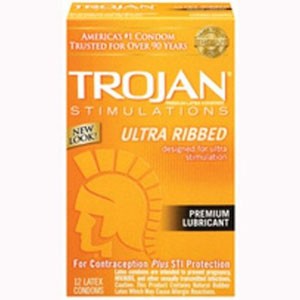Trojan Ultra Ribbed Lubricated Premium -- 12 pack