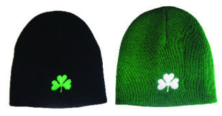 Beanie Cap with Single Shamrock Embroidery - Green