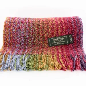 Mucros Weavers Skellig Scarf Red Rainbow