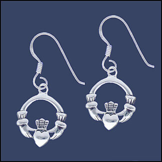 Dainty Claddagh Earrings Sterling Silver
