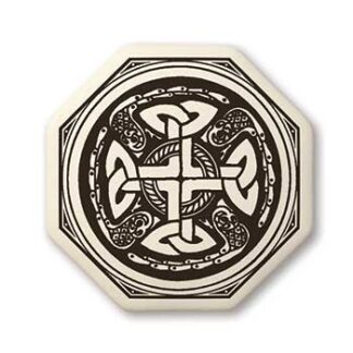 Touchstone Pottery Celtic Cross Octagon Small Porcelain Pendant