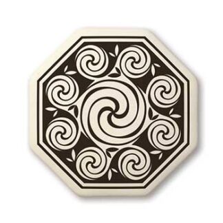 Touchstone Pottery Spirals Octagon Small Porcelain Pendant