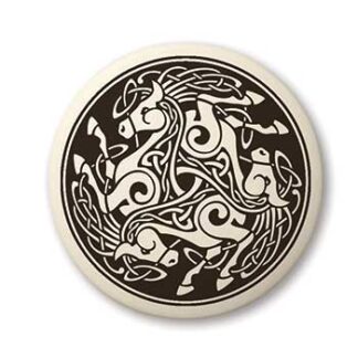 Touchstone Pottery Horses Round Small Porcelain Pendant