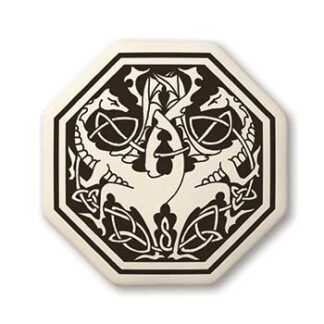Touchstone Pottery Dragons Octagon Small Porcelain Pendant