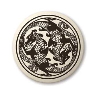 Touchstone Pottery Dragons Round Small Porcelain Pendant