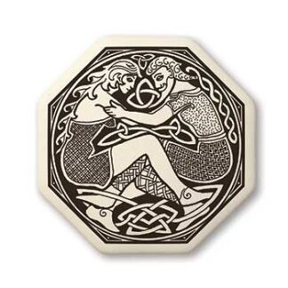 Touchstone Pottery Divine Couple Octagon Small Porcelain Pendant