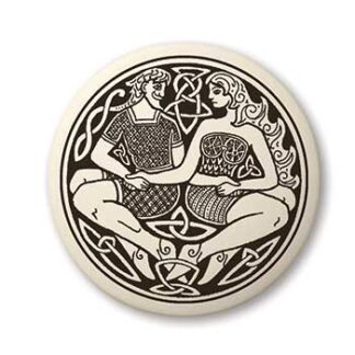 Touchstone Pottery Divine Couple Round Small Porcelain Pendant