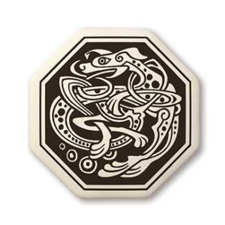 Touchstone Pottery Dog Octagon Small Porcelain Pendant