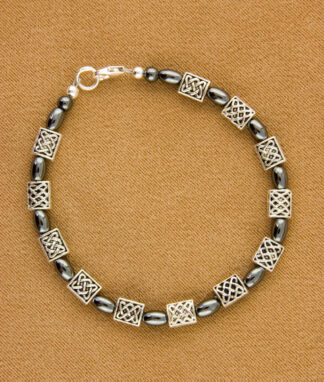 CT CTB31 Hematite with Celtic Pillow Beads Bracelet