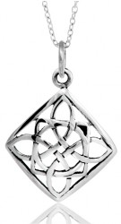 Sterling Silver Celtic Flower Weave Cross Necklace 5055