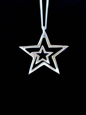 Sterling Silver Double Star Pendant 5230