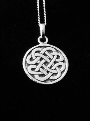 Sterling Silver Celtic Solid Round Pendant 5234