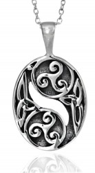 Sterling Silver Celtic Necklace with Triskele Trinity Knot 5357
