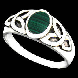 Sterling Silver Malachite & Trinity Knot Ring Size 6 RG MAL466-6
