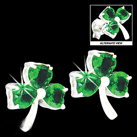 Sterling Silver Wee Shamrock CZ Post Earrings SH527