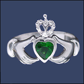 Sterling Silver Claddagh Ring w/ CZ Size 5 RG CLD3017-5