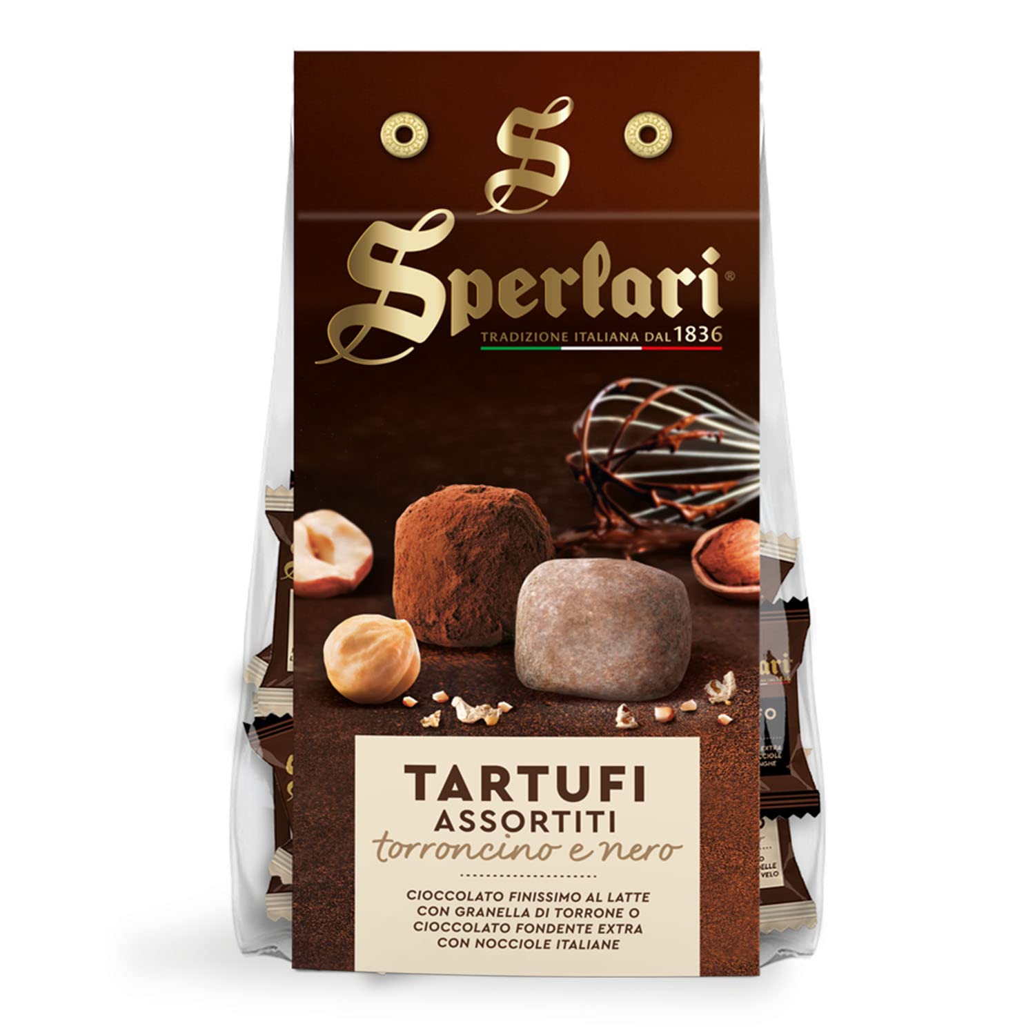 Sperlari Assorted Truffles Milk and Dark Chocolate with Hazelnuts and Nougat -- 160g
