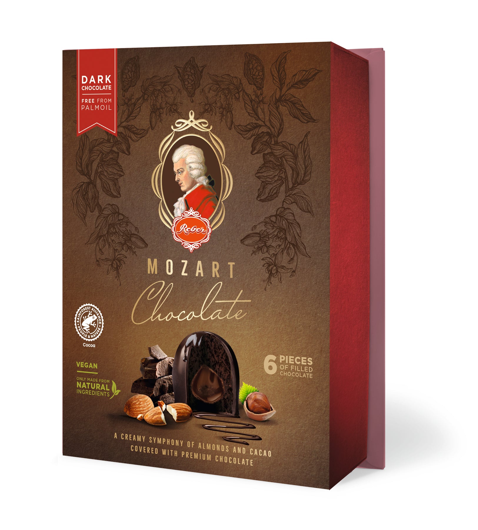 Reber Mozart Kugel Vegan
Dark Chocolate Portrait
Box 6 Piece -- 120g