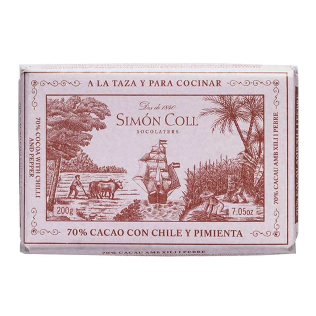 Simon Coll Drinking Chocolate 70% Chili and Pepper Bar -- 200g