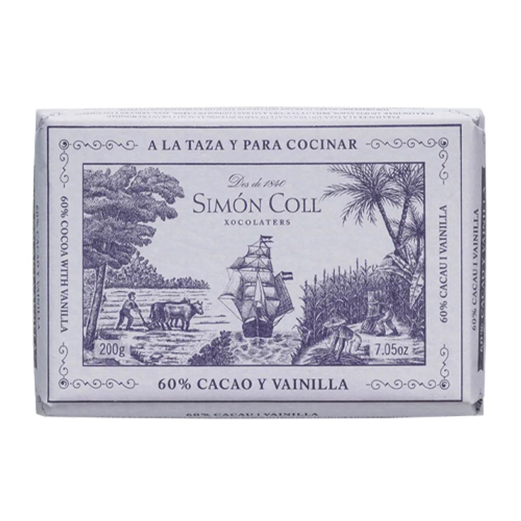 Simon Coll Drinking Chocolate 60% Cocoa with Vanilla Bar -- 200g