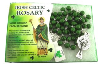 Irish Celtic Rosary Nickle And Green 7mm Shamrock Rosary Beads MADE IN IRELAND