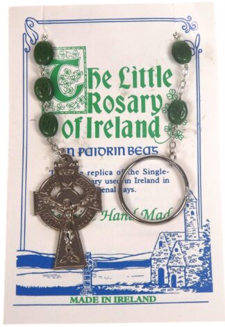 Carded Green Paidrin Beag Shamrock Beads Single Decade Rosary Beads MADE IN IRELAND
