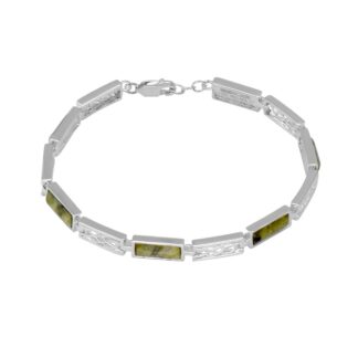 Celtic Link Connemara Marble Sterling Silver Bracelet