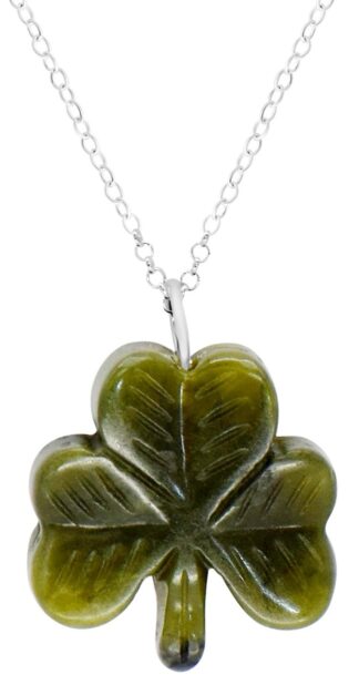 Connemara Marble Carved Shamrock Pendant Sterling Silver